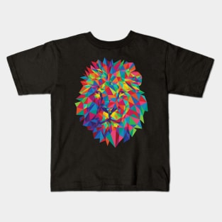 Rainbow Geometric Lion Art Kids T-Shirt